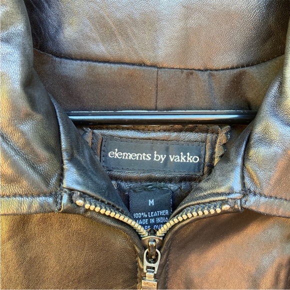 Vakko Elements Designer Vintage Black Leather Jacket - Picture 10 of 14